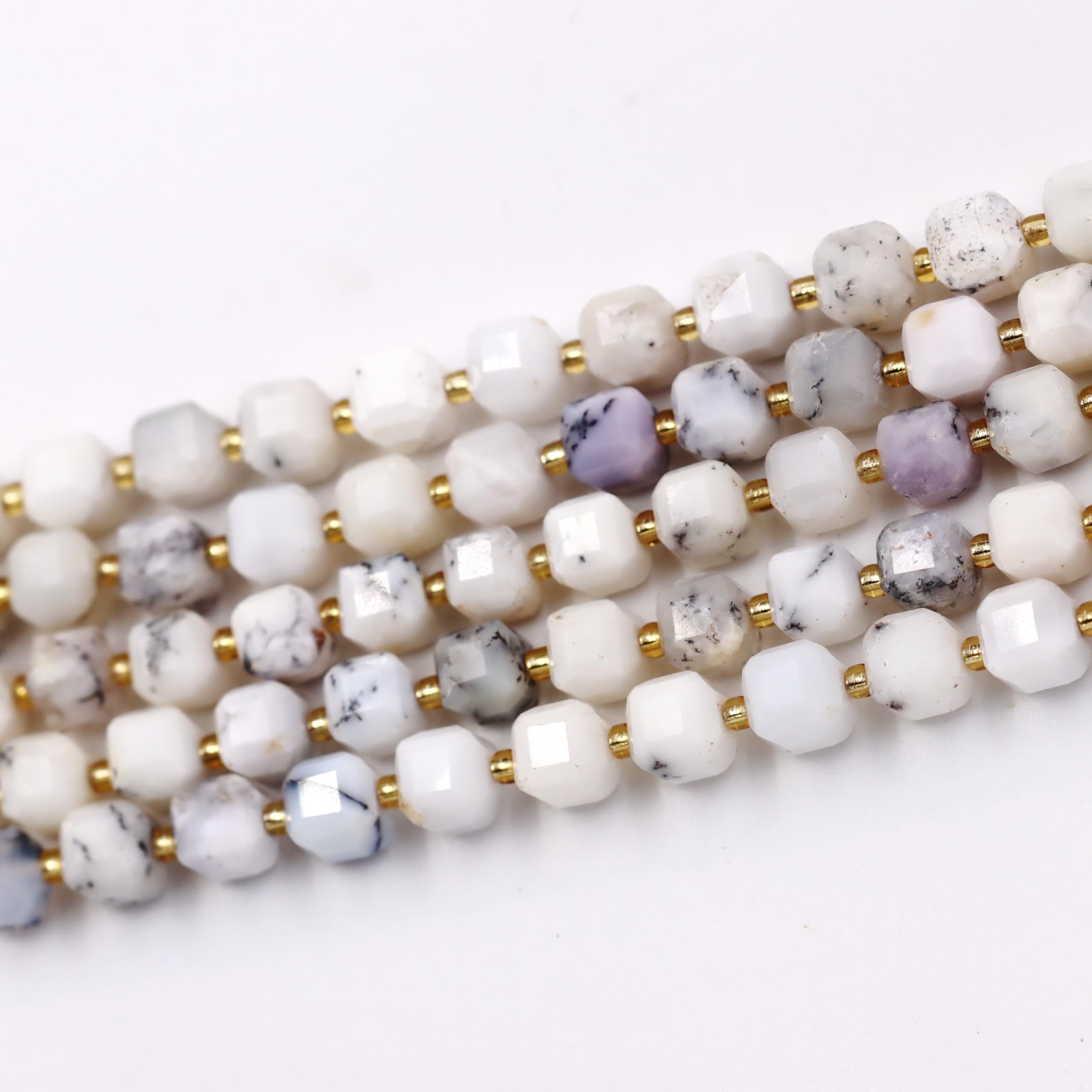 Koraliki z kamienia naturalnego do produkcji biżuterii, sprzedawane na torbę 5-pasma wewnątrz, fasetowana kostka White Jasper 6mm