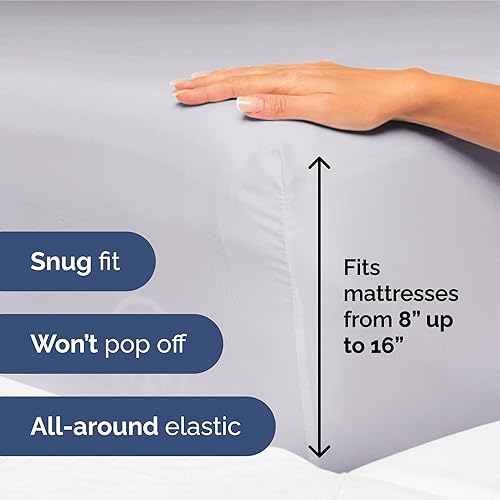 Vista 1330 de Juego de sábanas de 4 piezas tamaño king, extrasuaves, transpirables y refrescantes con esquinas profundas, sábanas de fácil ajuste y sin arrugas