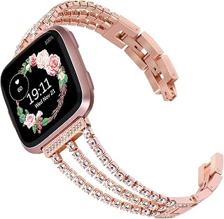 Surace Compatible with Fitbit Versa 2 Band for women Bracelet with Bling Diamond Replacement for Fitbit Versa Band Versa Lite Bands Smart Watch, Rose Gold