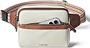 LATMAP 3L Fanny Pack Crossbody Bags for Women Men 4-Zipper Pockets Belt Bag Sling Waist Pack Faux Leather Chest Bag Purse Beige
