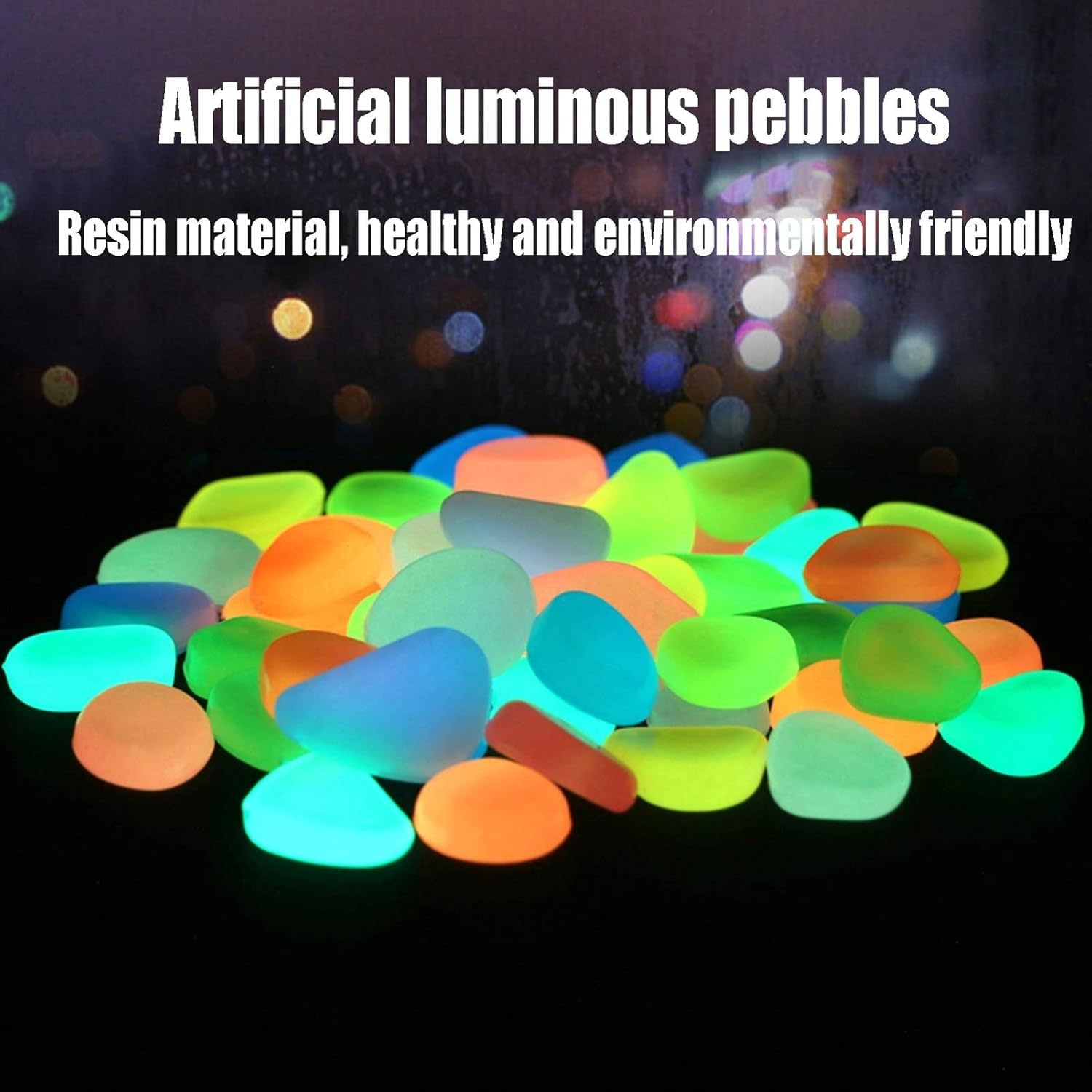 Glowing Stone Colorful Glowing Pebbles, Glowing Rocks in The Dark, Gravel Decorations for Indoor Plants in The Aquarium Garden Lawn, 100PCS/200PCS (Size : 200PCS)