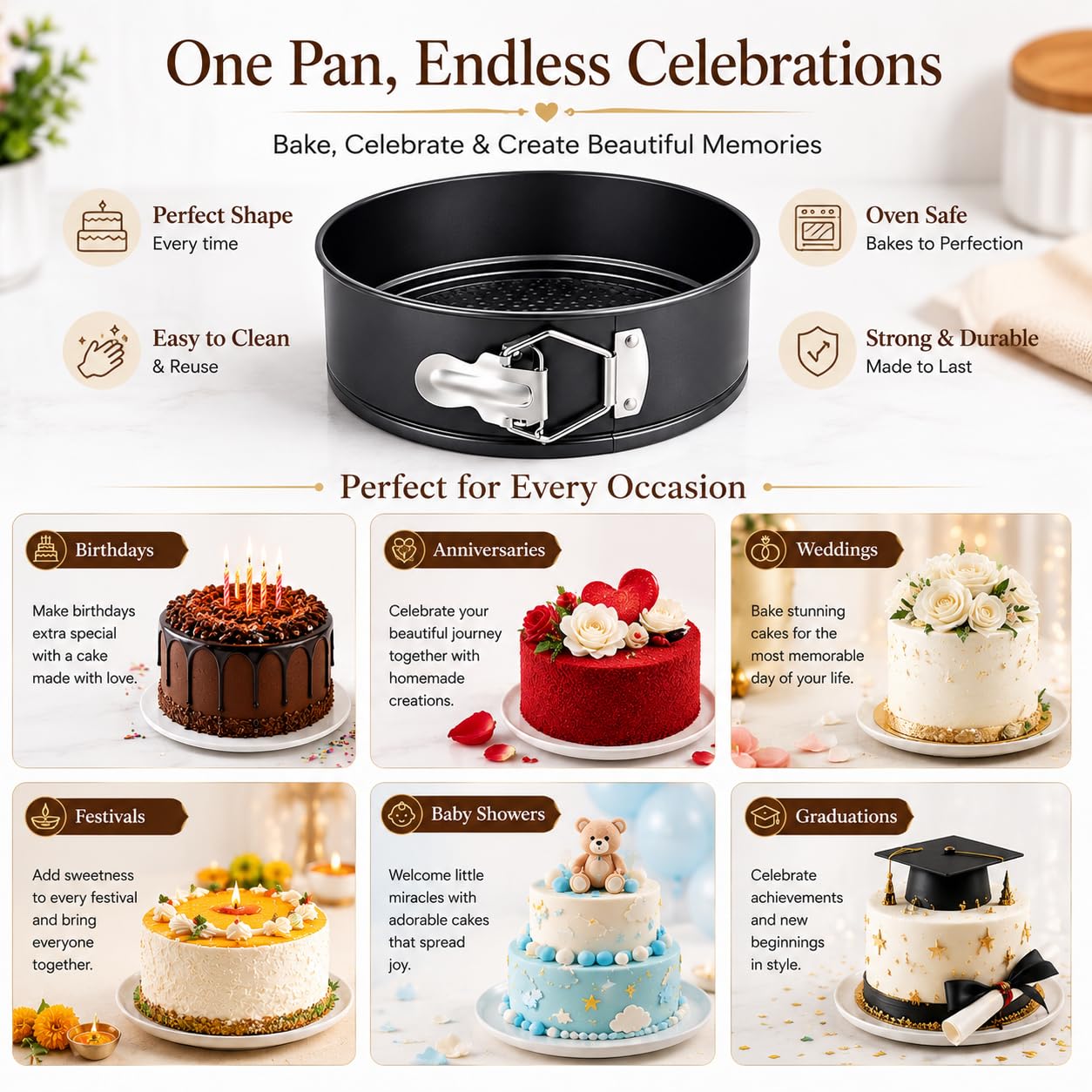 PureBake Non-Stick Cake Tin Set - Springform Moulds -7 PureBake Non-Stick Cake Tin Set - Springform Moulds -7