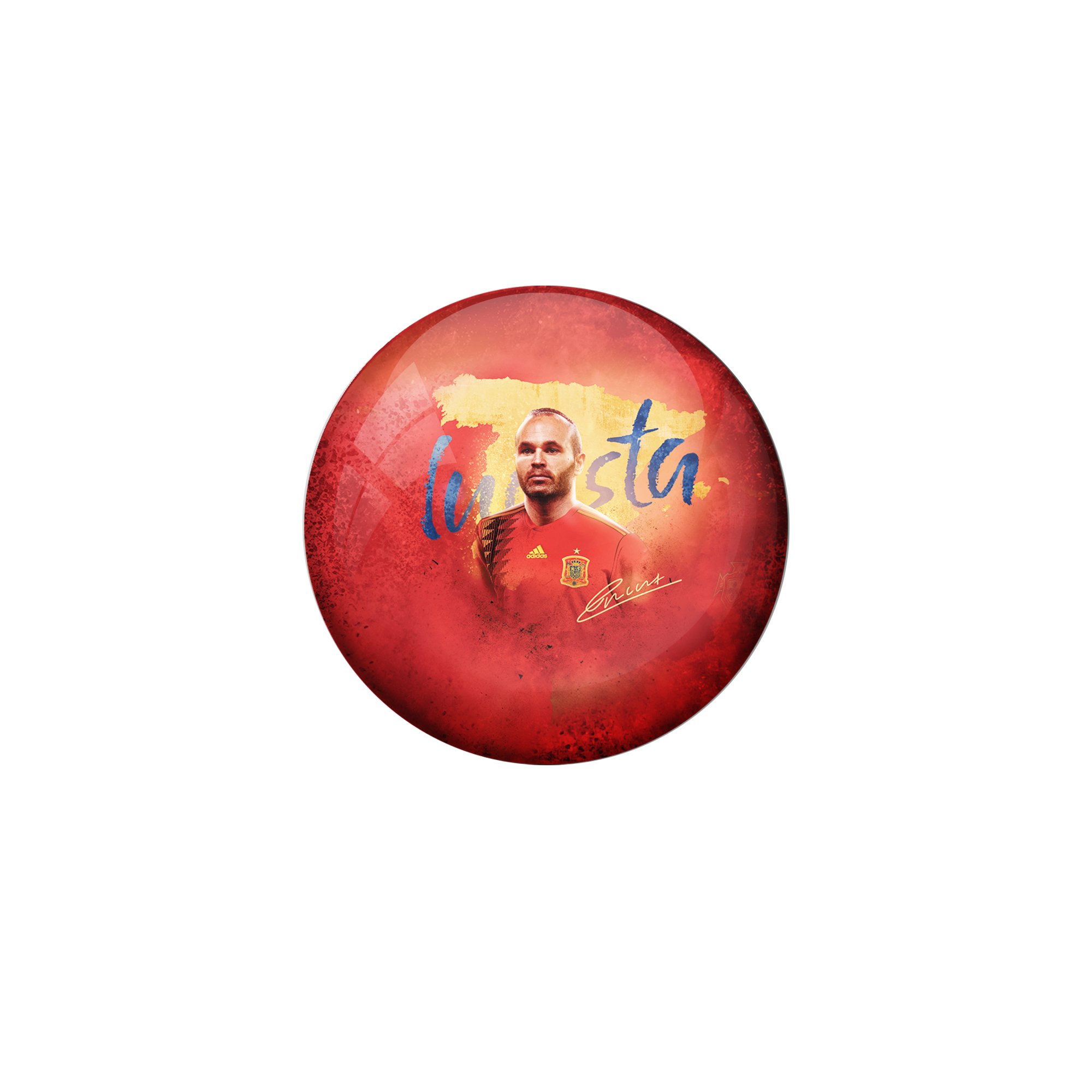 AVI 58mm Regular Size Fridge Magnet with Red Colour Spain Football Player Iniesta Design MR8000233