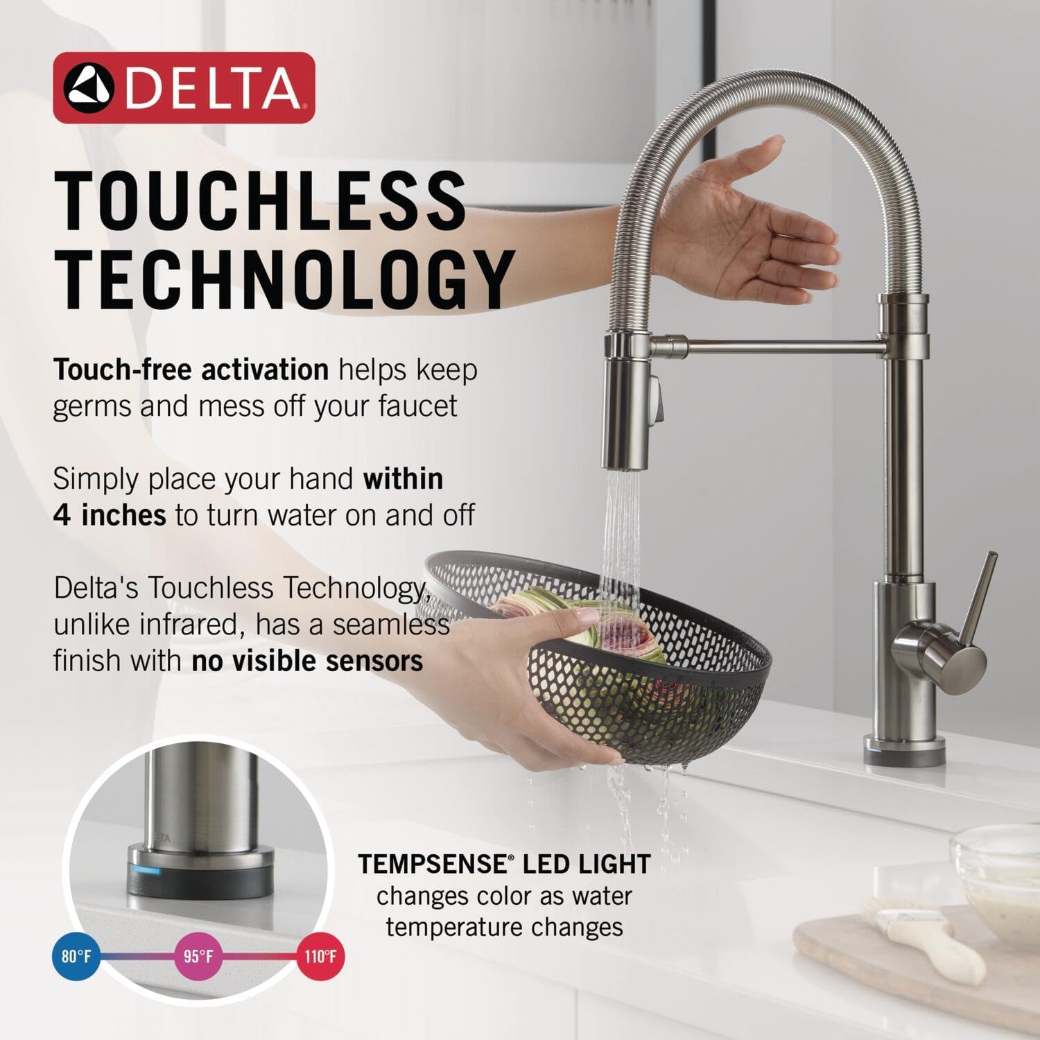 Delta Faucet Trinsic Touch Kitchen Faucet with Touchless Technology, Black Pro Commercial... photo 3