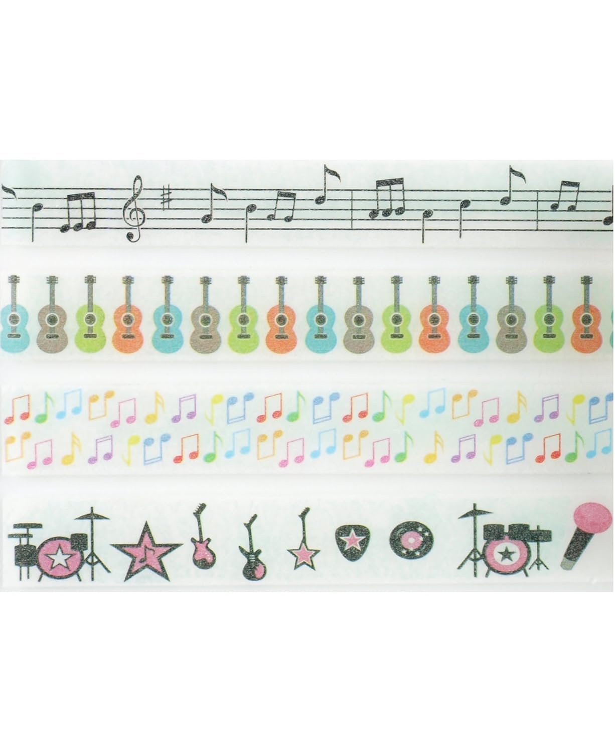 Music Washi Tape Set (4 Rolls Total 1 of Each Design