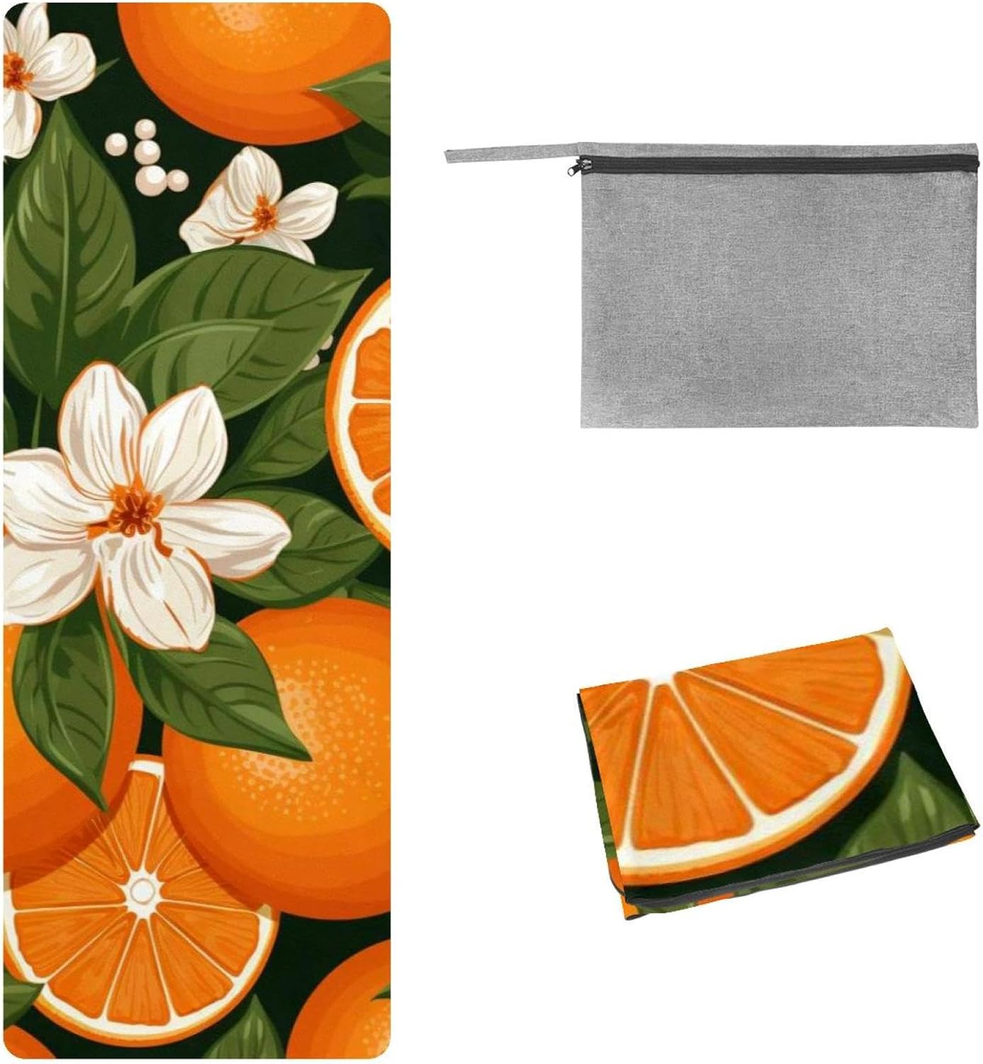 Yoga Towel, Orange Pattern Non Slip Sweat Absorbent Hot Yoga Mat Towel for Hot Yoga, Pilates and Fitness - 72.8" x 26.8"