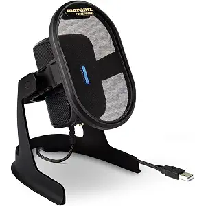 Marantz Professional Umpire - Micrófono USB para PC o Mac, para grabar, emitir pódcasts, streaming y juegos, con soporte de sobremesa, filtro antipop y amortiguador, Micrófono USB de sobremesa