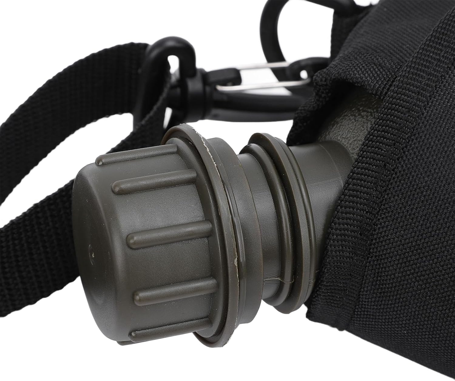 Outdoor Water Bottle - 1.5L Portable Water Canteen with Waist Bag, Multi Fuctional Flat Camping Water Bottle for Surplus or Bushcraft Gear (Black)