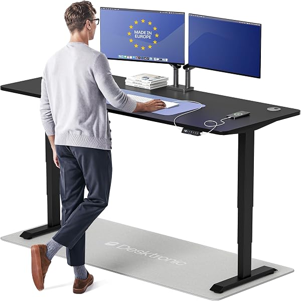 Desktronic HomePro Standing Desk 80x30 — Made in Europe, Ergonomic Sit Stand Home Office Desk, Electric Height Adjustabl