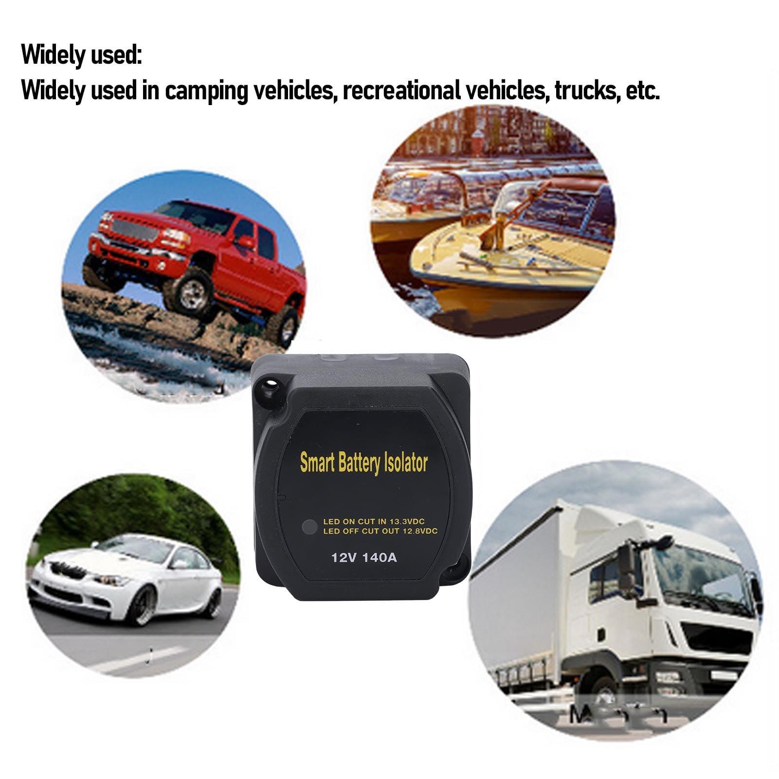Generic Zestaw Izolatora Podwójnego Akumulatora 7m z Przekaźnikiem Wrażliwym na Napięcie Automatyczne Rozłączanie dla Ciężarówek RV Łodzie 140AMP Wodoodporny