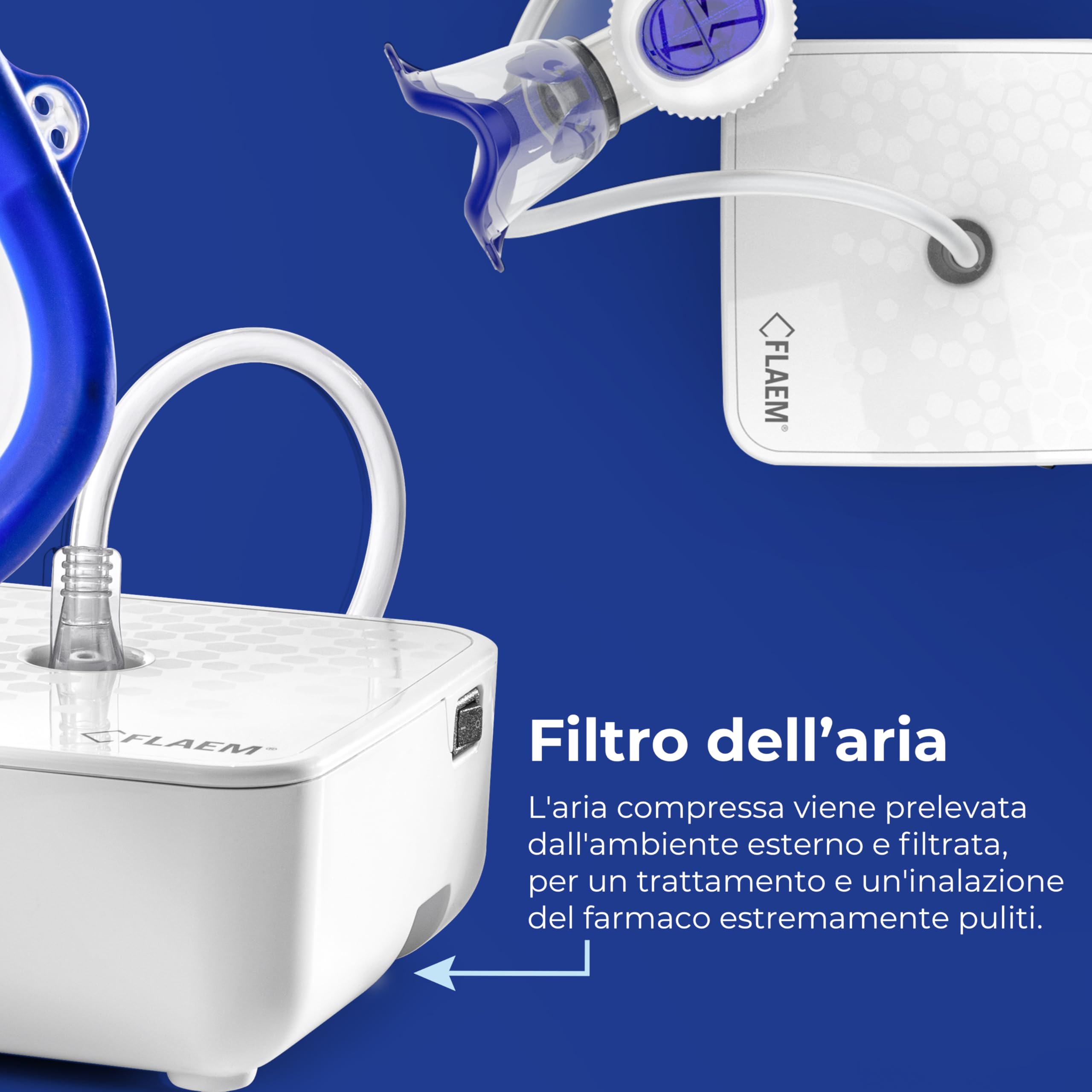 Flaem, ProfiNeb 2024, Aerosol Portatile Silenzioso per la cura delle Basse Vie Respiratorie, Macchina Aerosol Adulti e Bambini Certificato MDR completa di Mascherine Soft Touch, Made in Italy