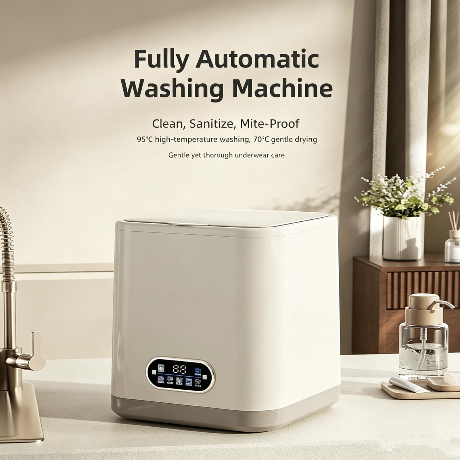 W pełni automatyczna mini pralka do bielizny, cicha, kompaktowa