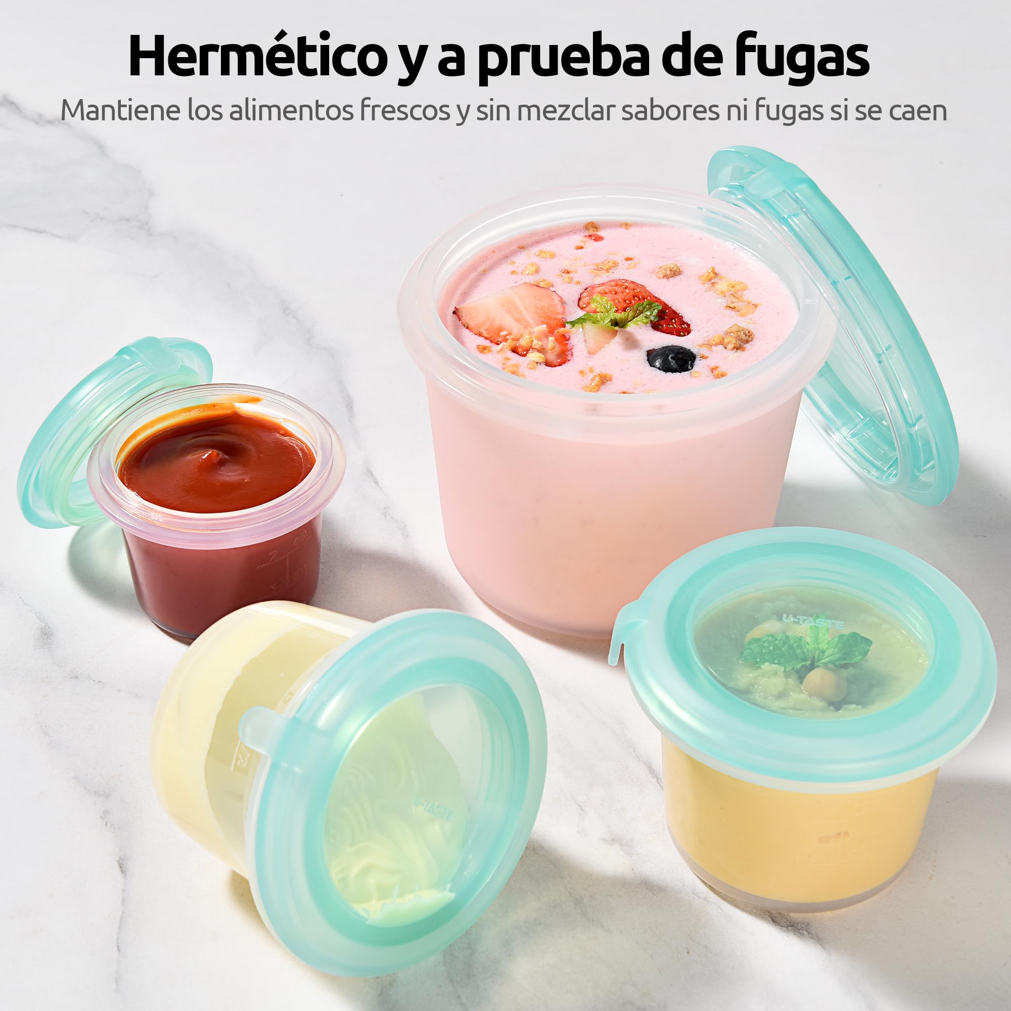 U-Taste Recipientes de Silicona, Alimentos, 60/125/250/500ml
