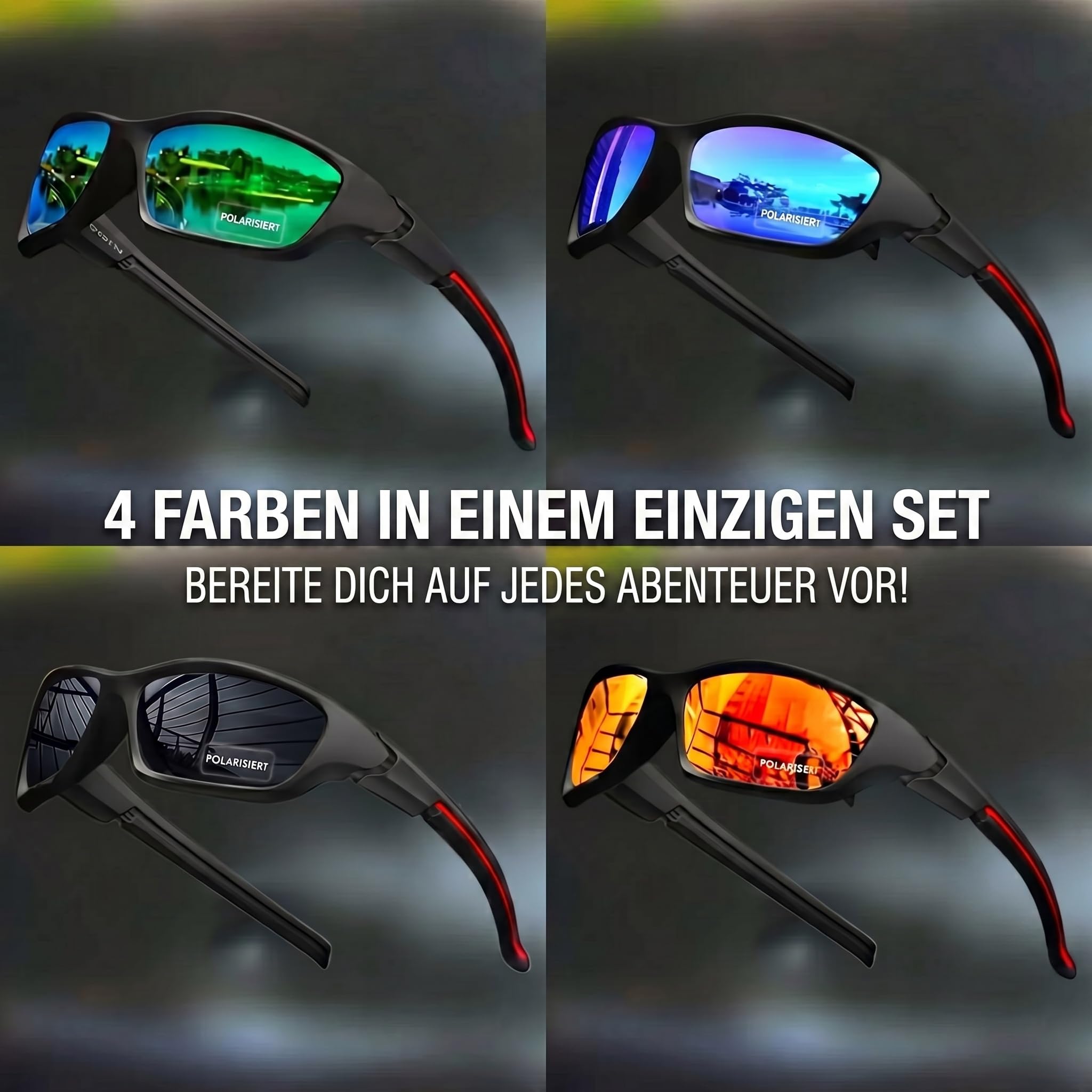 nyfolk sonnenbrille herren, 4er Set nyfolk Pulse Sonnenbrille polarisiert UV400 Unisex Retro Sonnenbrille Damen Herren leichte Outdoor Sportbrille für Autofahren Reisen Alltag