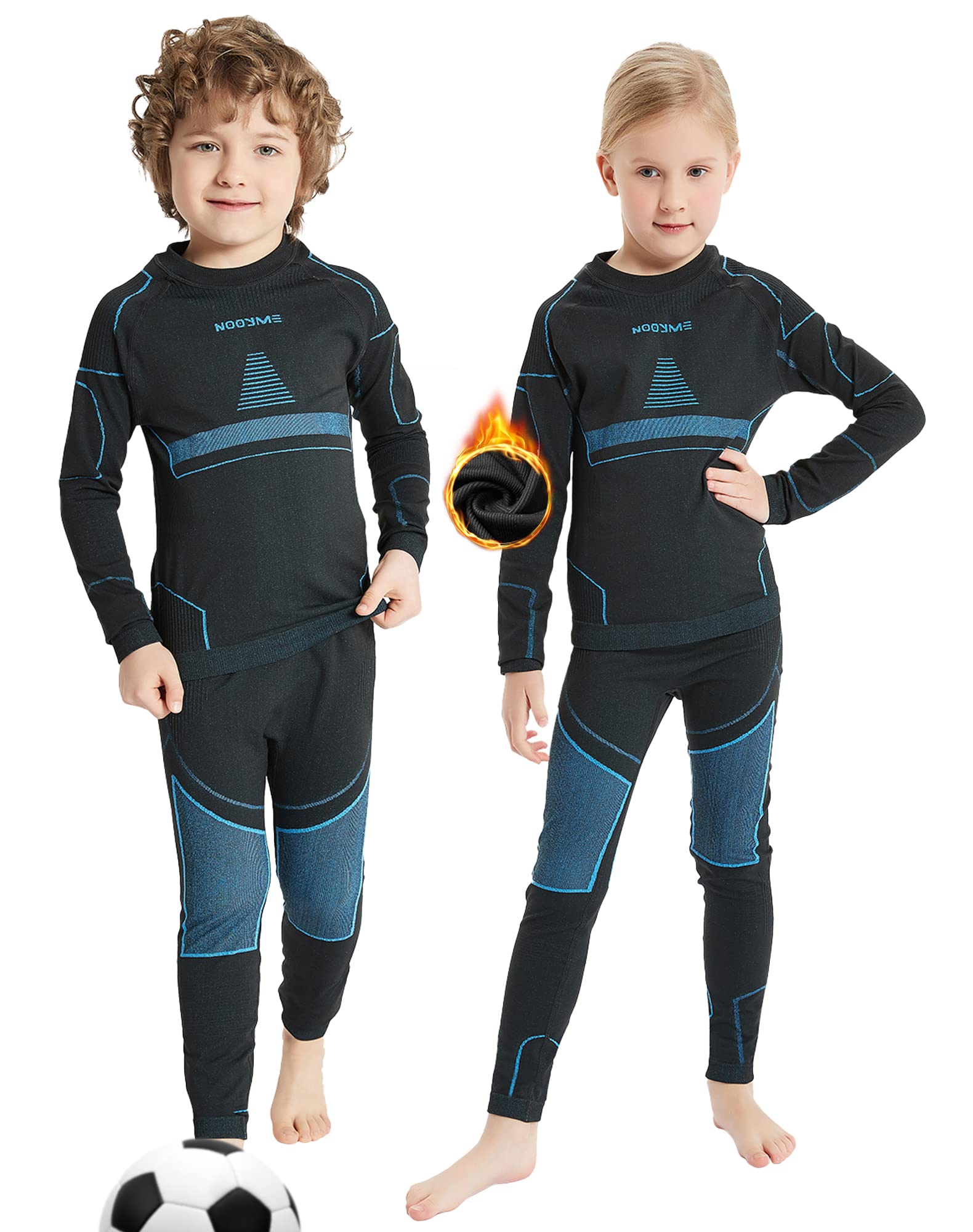 NOOYME Intimo Termico Bambino Biancheria Intima Termica Bambina Pantaloni e Maglia Termica Traspirante Asciugatura Rapida per Sci Corsa Calcio