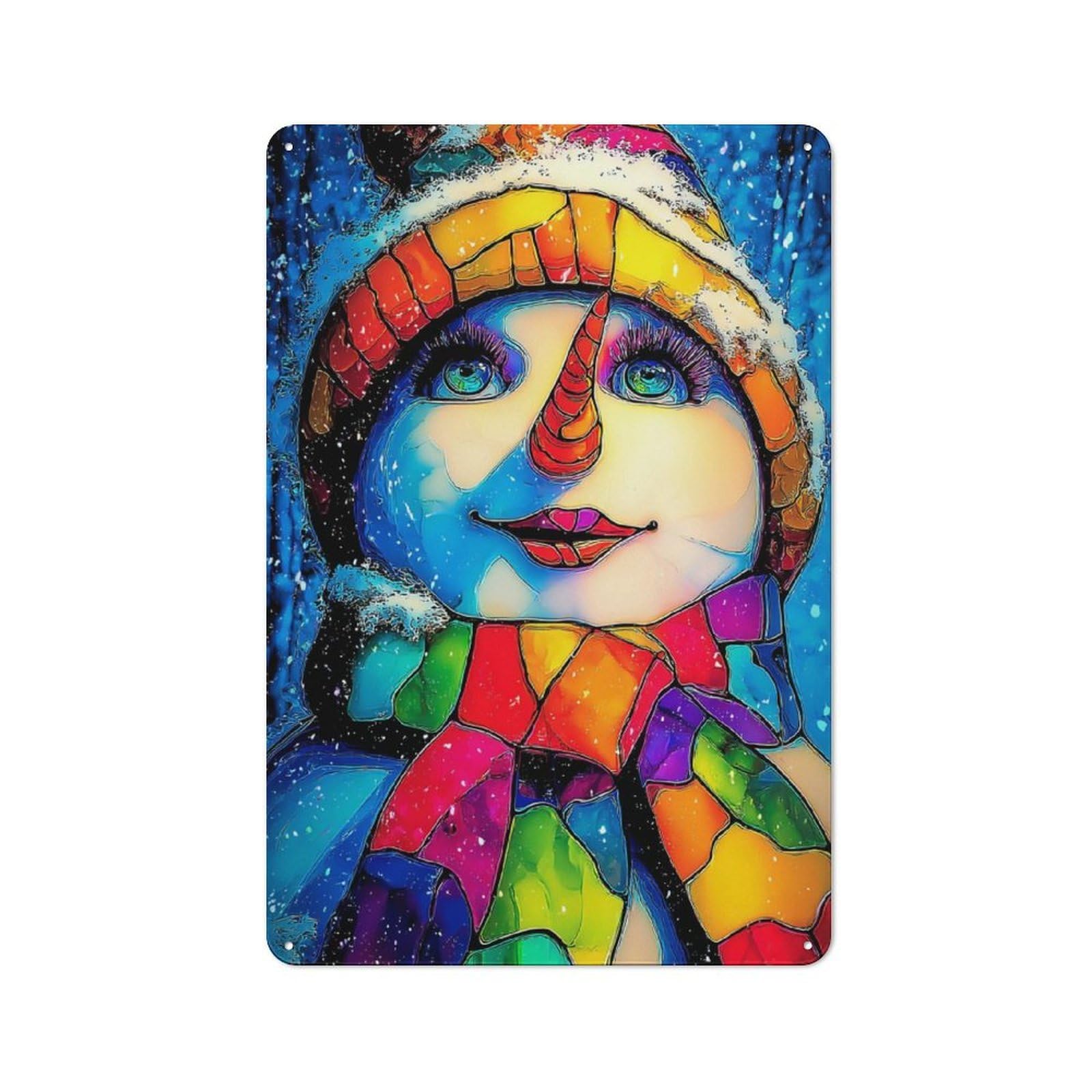 Junmoney Colorful Abstract Portrait Artwork Metal Wall Sign 30X20cm Featuring For Café Or Restaurant, A Decorative Metal Sign For Cafés And Restaurants