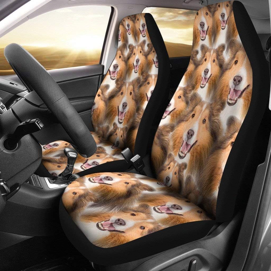 Shetland Sheepdog in Lots Print Car Seat Covers