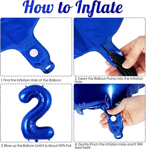 Miniatura 7 de Globo azul marino con el número 2 de 40 pulgadas, globos grandes de aluminio azul oscuro, globos gigantes gigantes de Mylar número 2 para decoración