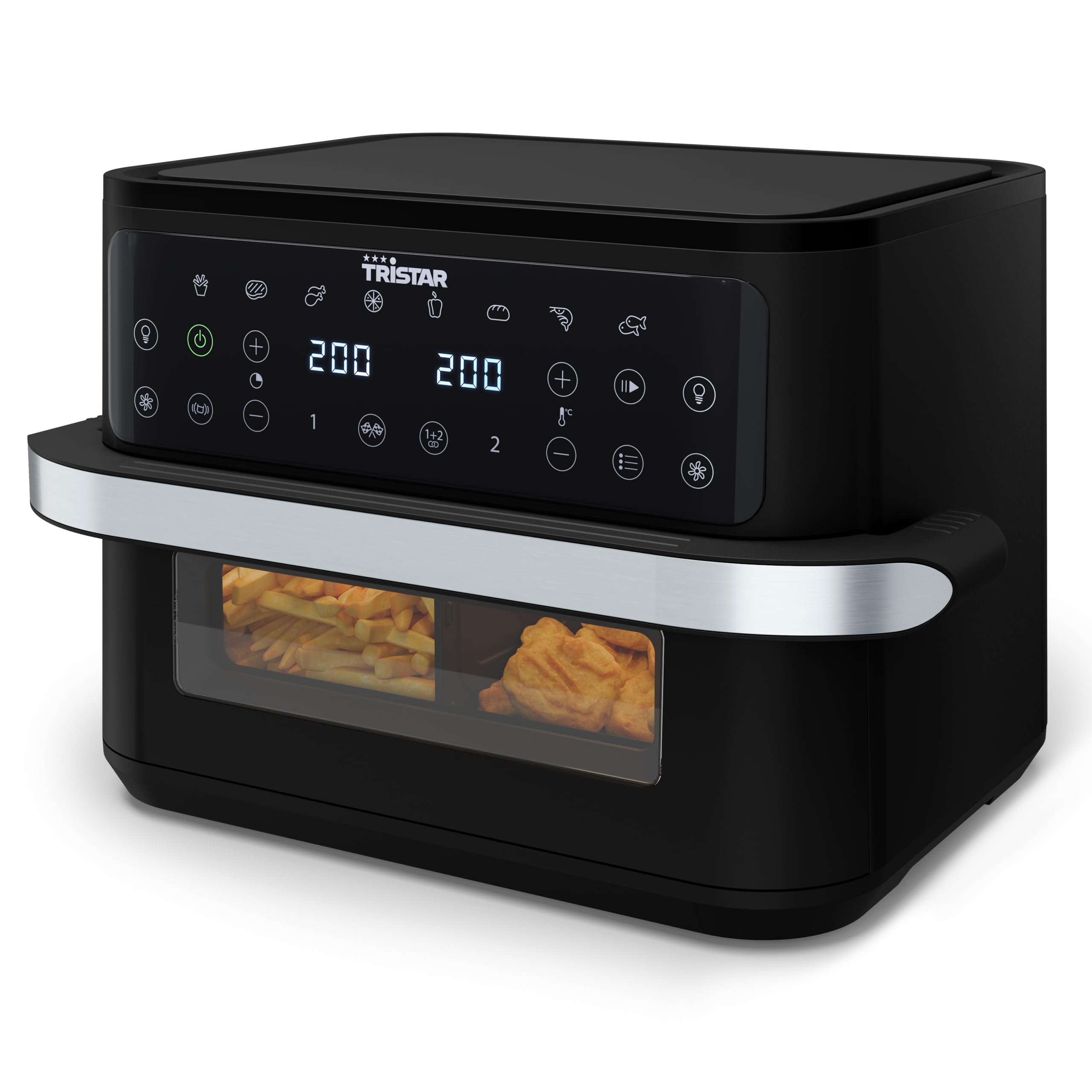 Tristar Frytkownica powietrzna Dualzone Flex, 10 l, 2800 W, 8 programów, cyfrowy wyświetlacz, gotowanie bez oleju, automatyczne wyłączanie, powłoka nieprzywierająca, zmywalna, FR-9432