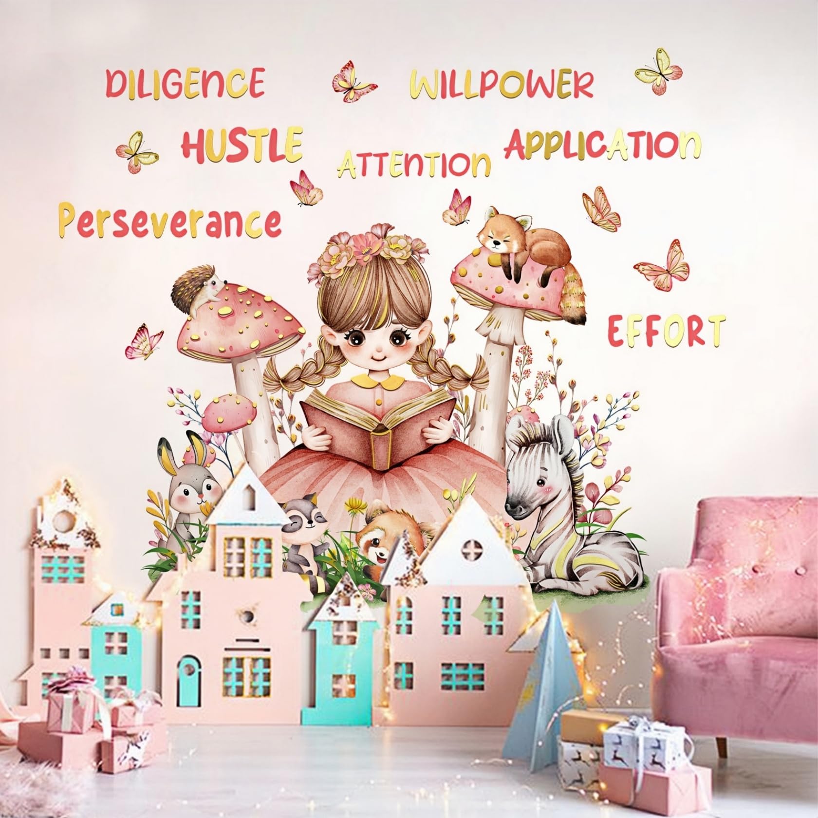 Girl Wall Stickers, Inspirational Girl Home Decor Wall Decals with Butterfly, Wall Stickers for Girls Bedrooms Living Room Study Room Dance Classroom Wall Decor — image 1