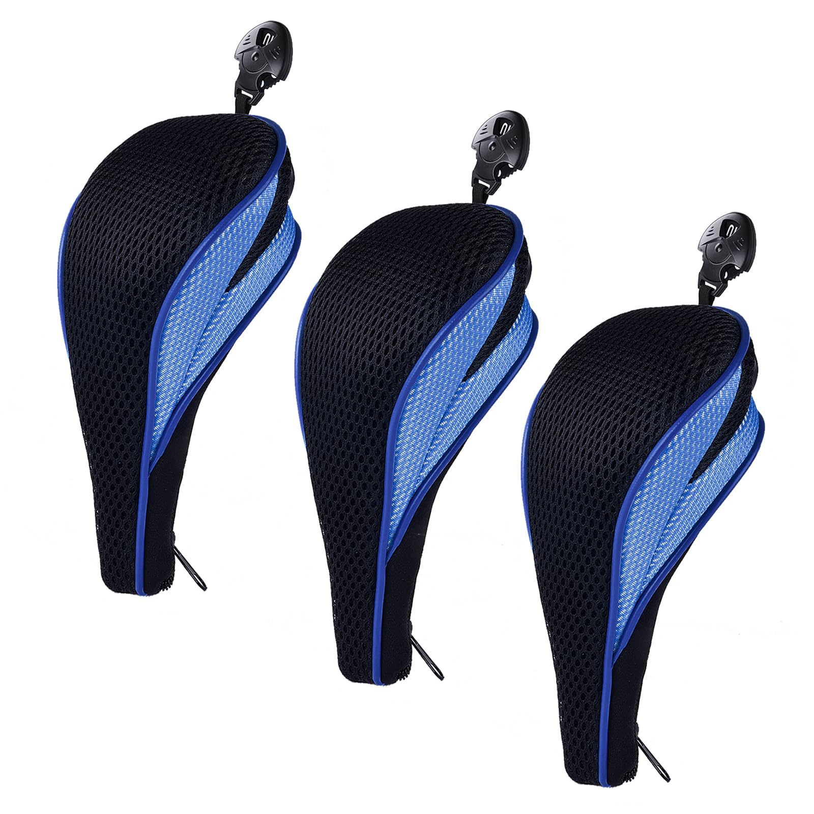 Andux Zipper Closure Golf Hybrid Club Head Covers with Dial No. Tag 3pcs/Set MT/HY20 (Blue)