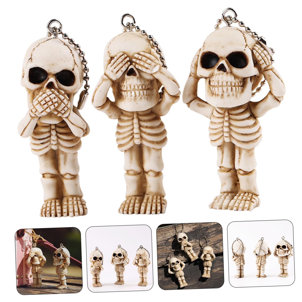 Colgante De Calavera Accesorios Escritorio Accesorios De Escritorio Colgantes Llavero Plantas Falsas Decoracion Coche Decoración De Halloween Cadenas Resina