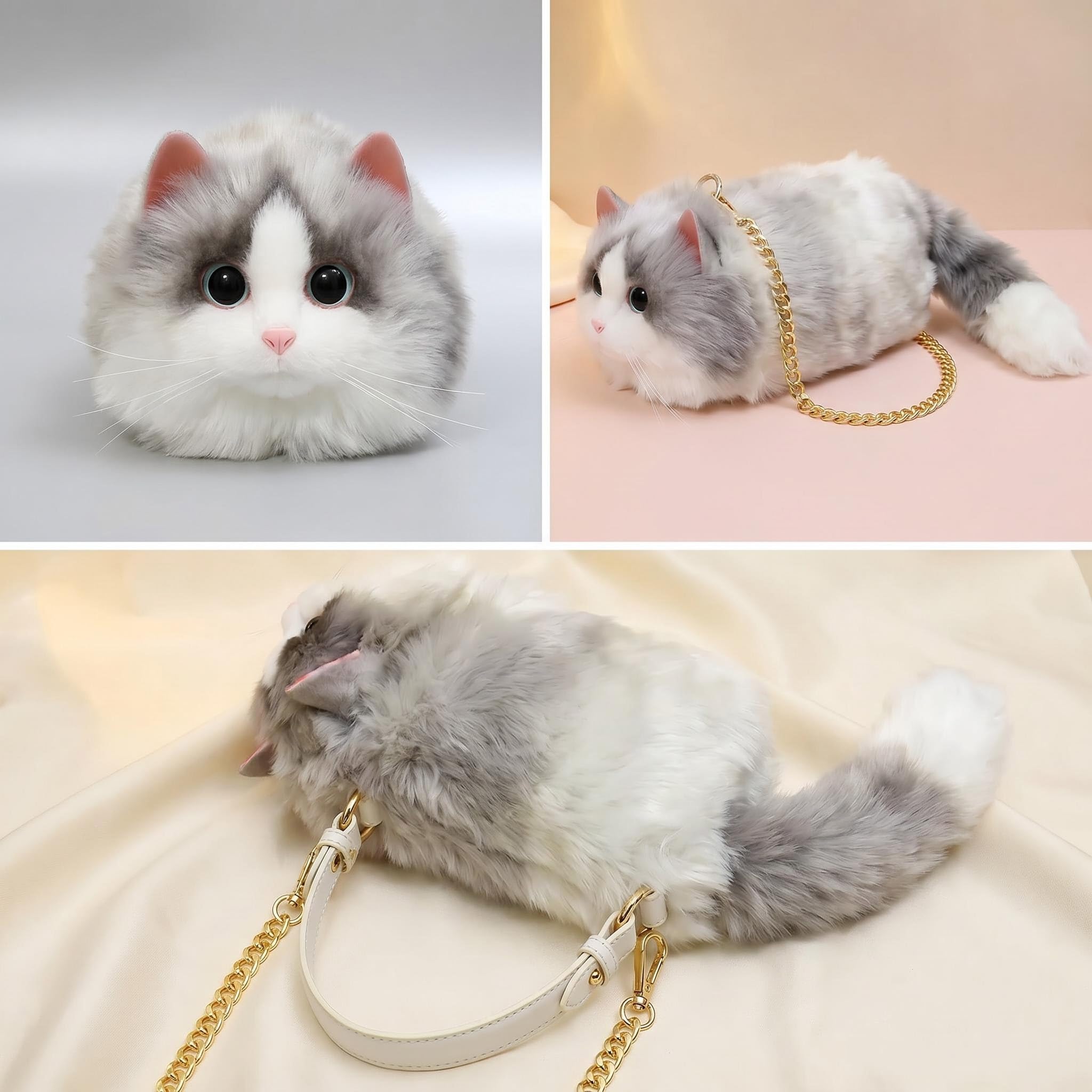 Cat Bag - Bolsa de gato de peluche Mujer