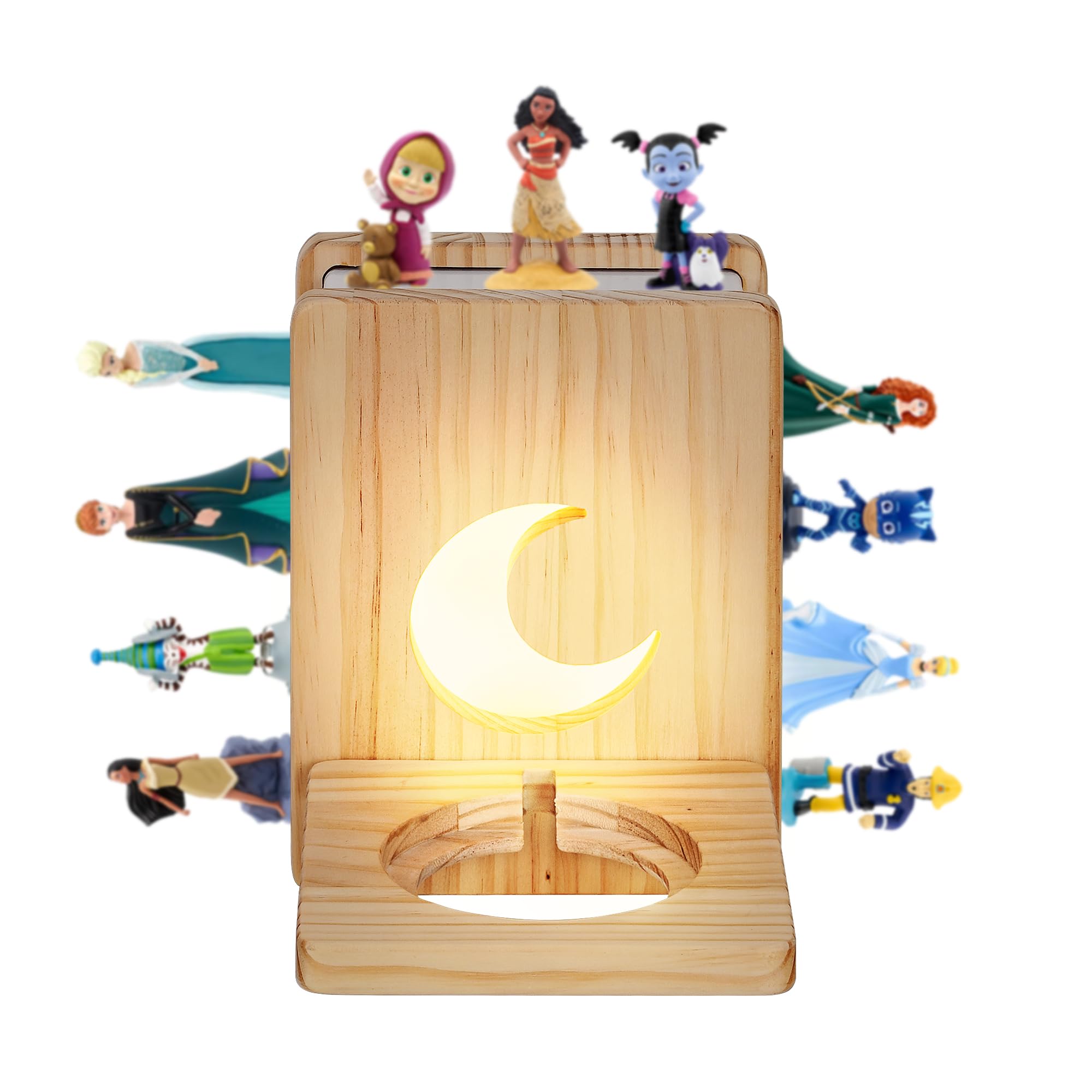 Tonie Box Étagère magnétique avec éclairage | Wooden Tonie Figurines Étagère pour 15 à 20 figurines Tonie | Rangement dans la chambre d'enfant pour filles et garçons