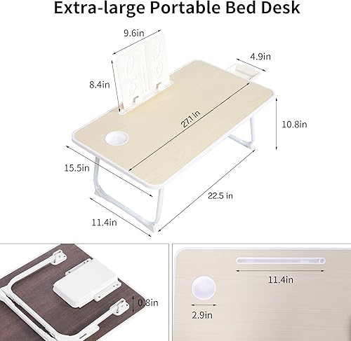 Miniatura 10 de 28 x 16 pies Mesa plegable extragrande para computadora portátil para cama, escritorio de piso, ideal para comer, estudio, uso de computadora y