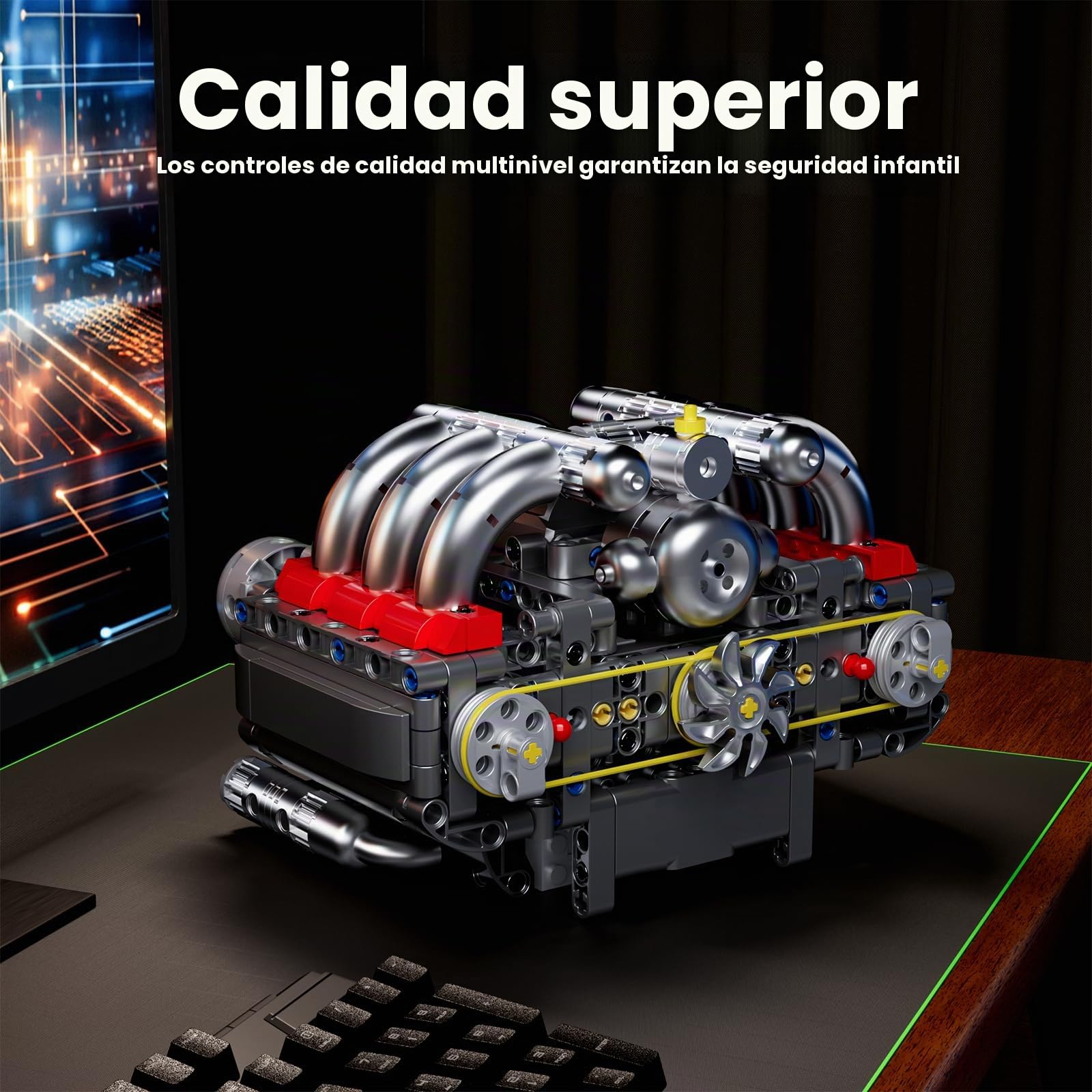 Mould King 10193 Tecnología Bloques de sujeción Motor Boxer Engine Cilindro Kit Motor Maqueta Motores Combinado Regalo para Adultos y Jóvenes (609 Piezas)