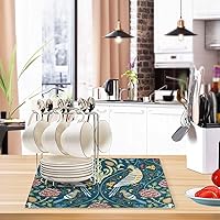 Vista 6 de Tapete de café para cafetera, tapete con respaldo absorbente antideslizante para encimera de cocina, de secado rápido, lavable, de secado de platos