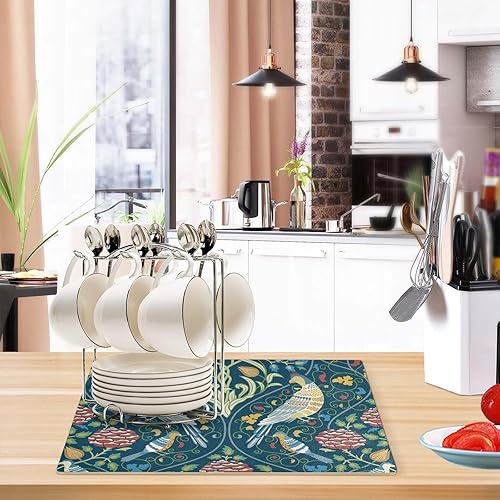 Miniatura 6 de Tapete de café para cafetera, tapete con respaldo absorbente antideslizante para encimera de cocina, de secado rápido, lavable, de secado de platos,