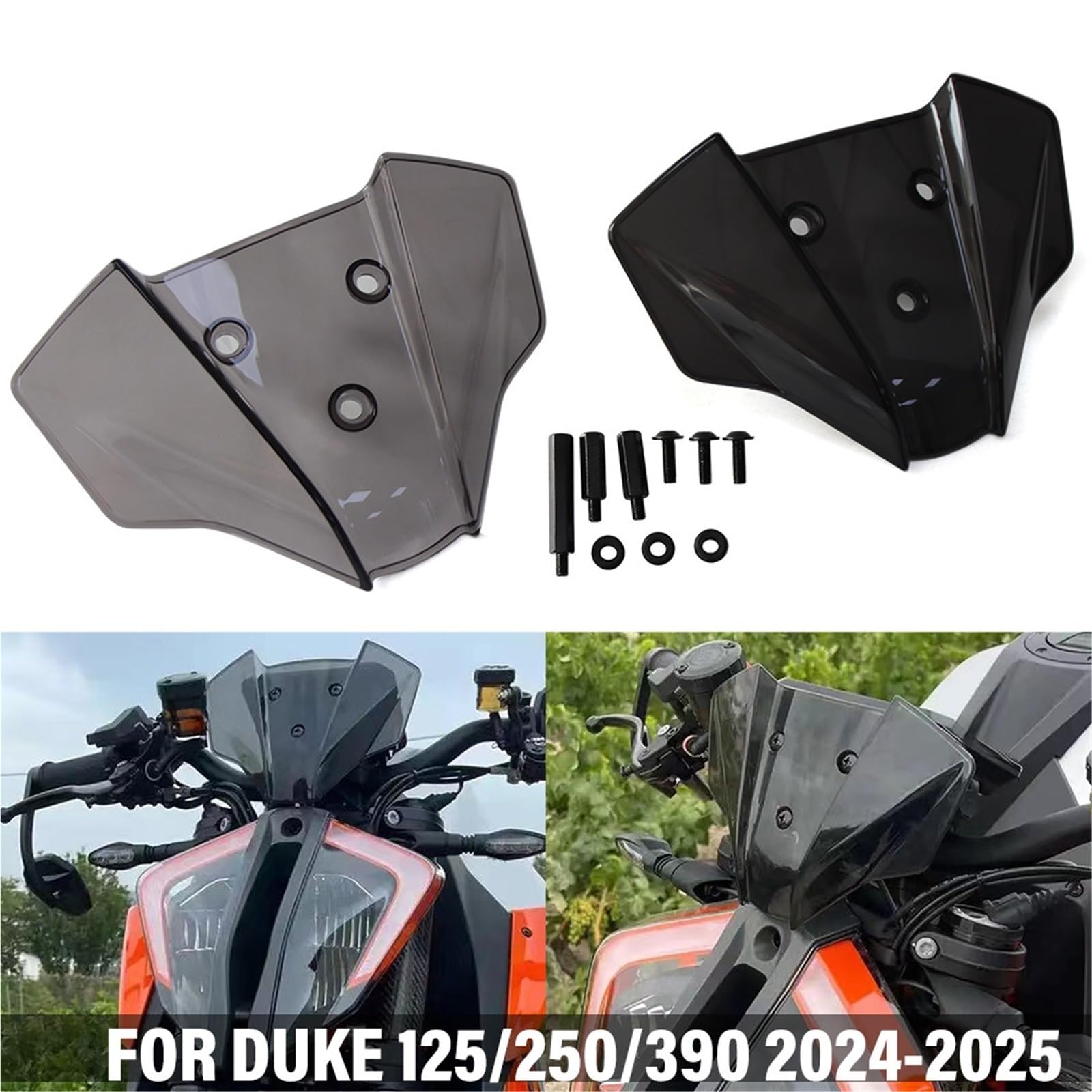 Przednia szyba motocyklowa Pasuje do motocykli 125 250 390 DUKE 2025 1290 SUPER DUKE R RR EVO, owiewka, osłona przednia, akcesoria(Light gray-Blue)