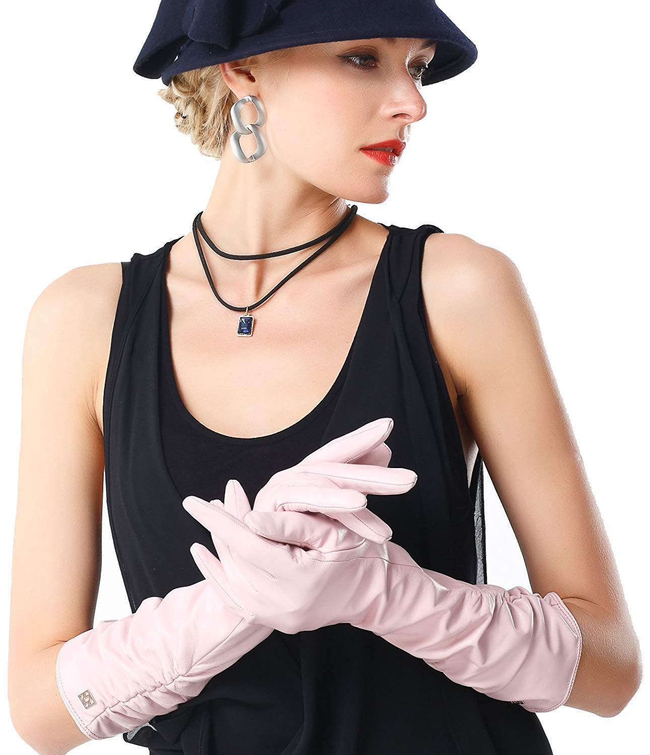 Unisex-Dorosłe Rękawiczki Rękawiczki Damskie Moda Zimowa Ciepłe Skórzane Długie Proste Efektowne Rękawiczki Jednolite Kolory Wodoodporne Rękawiczki/Pink 1/S