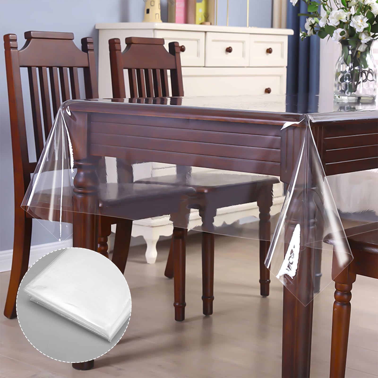 Tapis De Sol Transparent Protecteur De Nappe Transparent En Plastique Transparent Imperméable Pour Bureau Sous-main En Vinyle Protecteur De Table De Salle à Manger Pour La Maison/le Bureau (couleur