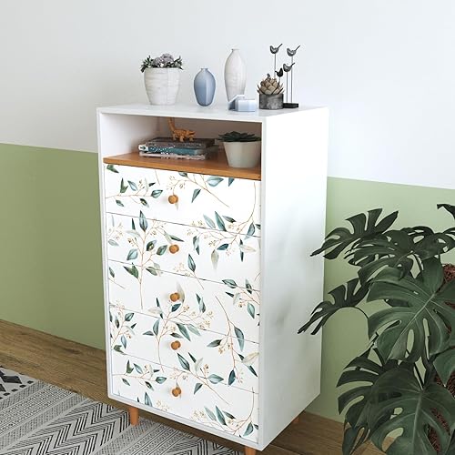 Miniatura 2 de Papel tapiz de contacto con hojas de estilo bohemio de 17.5 x 118 pulgadas, autoadhesivo, para despegar y pegar, papel de pared floral vintage para