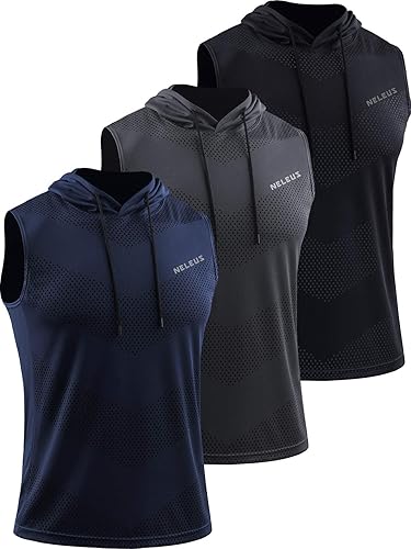 Neleus Men's Workout Tank Tops 3 Pack Sleeveless Running Shirts