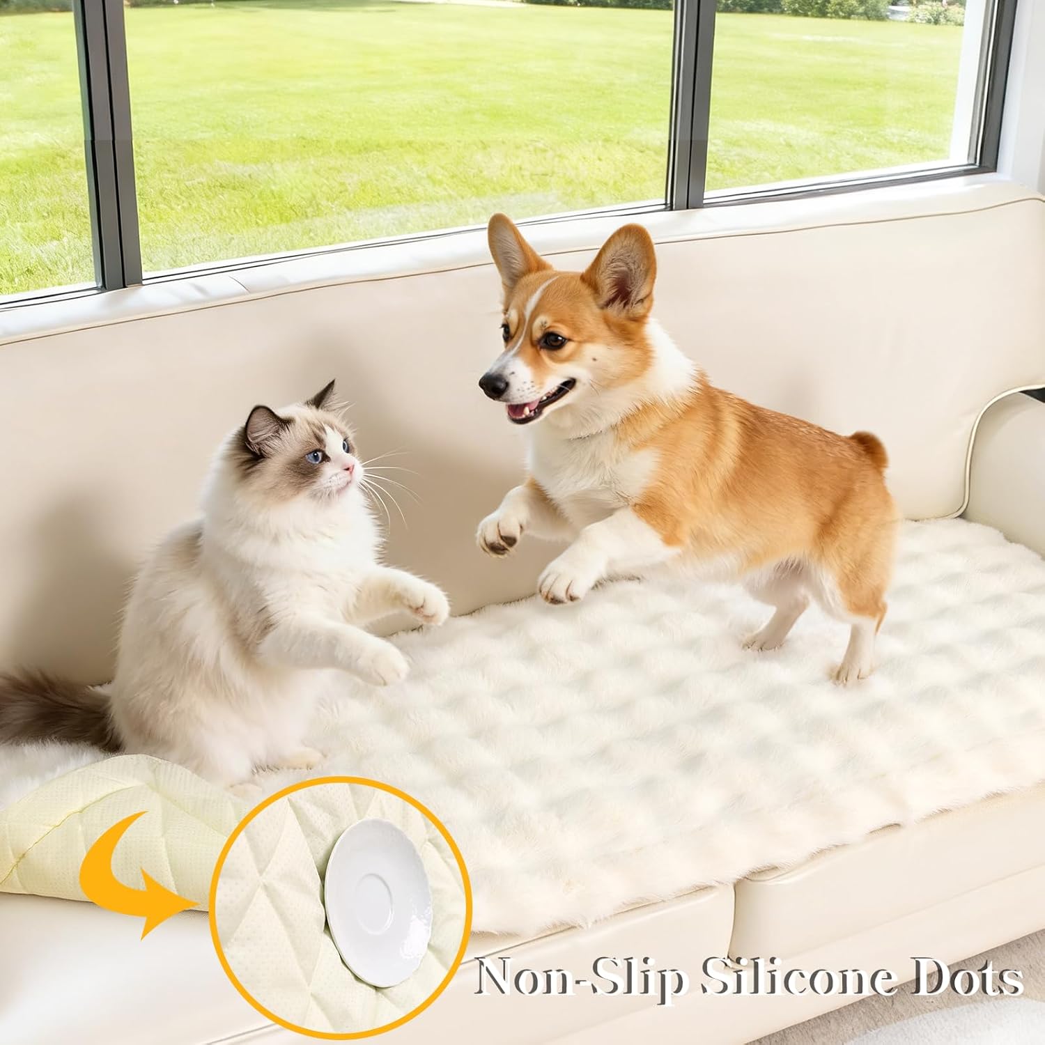 Dog Couch Cover Sofa Non-Slip - Pet Sofa Covers for 3 Cushion Couch Protector Slipcovers Dogs Bed Washable, White, 27.6"x70.9"