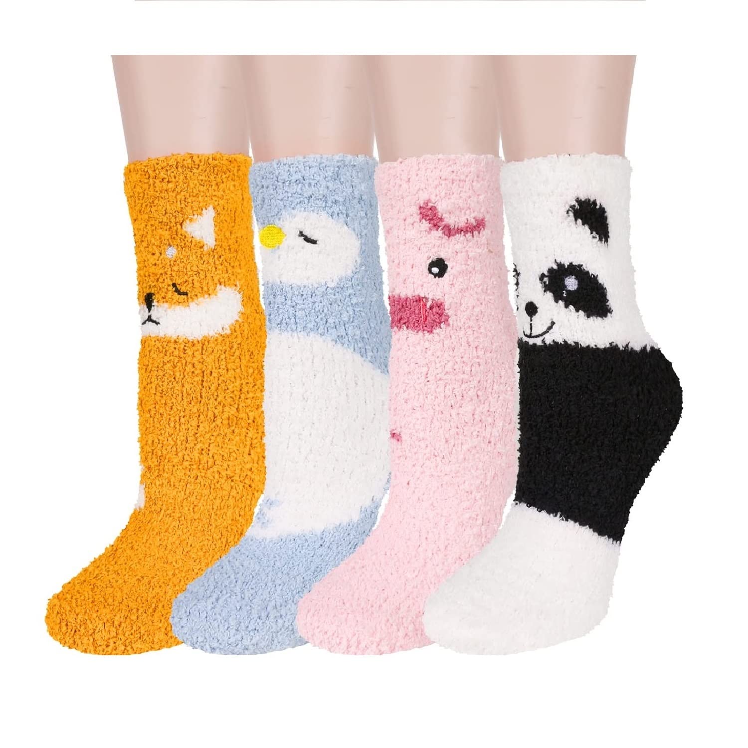 HEONSATI 3D Animali Calzini in Maglia Calze di Animale Uncinetto a Mano Natalizi Divertenti Cartoni Invernali Antiscivolo Calze da Casa Calde Morbide Termiche per Donna Calzini per Regalo Natale