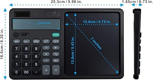 Miniatura 3 de Calculadora de escritorio con pantalla grande con almohadilla de escritura borrable de 7 pulgadas, pantalla grande de 12 dígitos, calculadora jumbo,