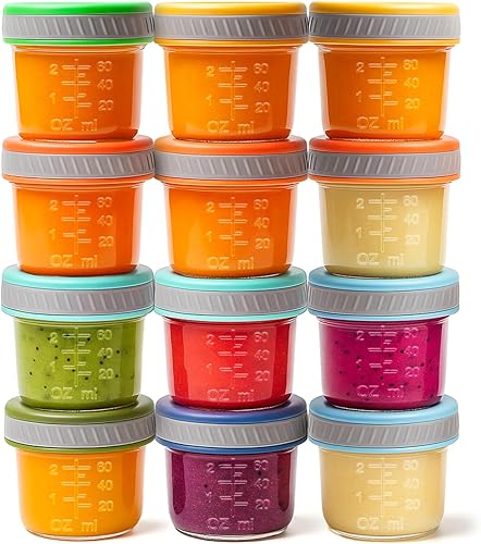 Miniatura 12 de Tronco Frascos de vidrio mixtos para almacenamiento de alimentos con tapas – 4 onzas (8) + 8 onzas (4) paquete – Comida para bebés, leche materna,