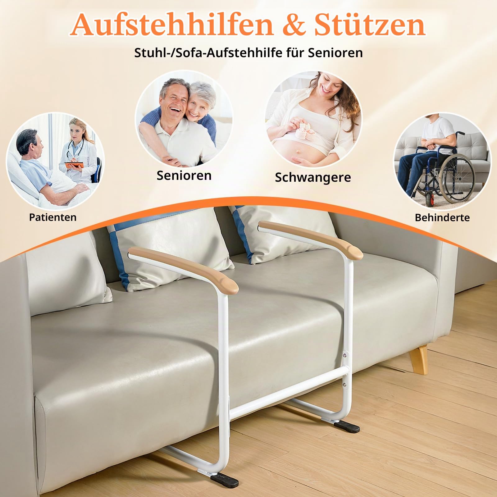 Sofa Aufstehhilfe für Senioren – Stuhllifthilfe mit Polstergriff, Robustes Design mit Anti-Rutsch Funktion für sicheres Aufstehen und mehr Mobilität für Patienten, Senioren und Behinderte