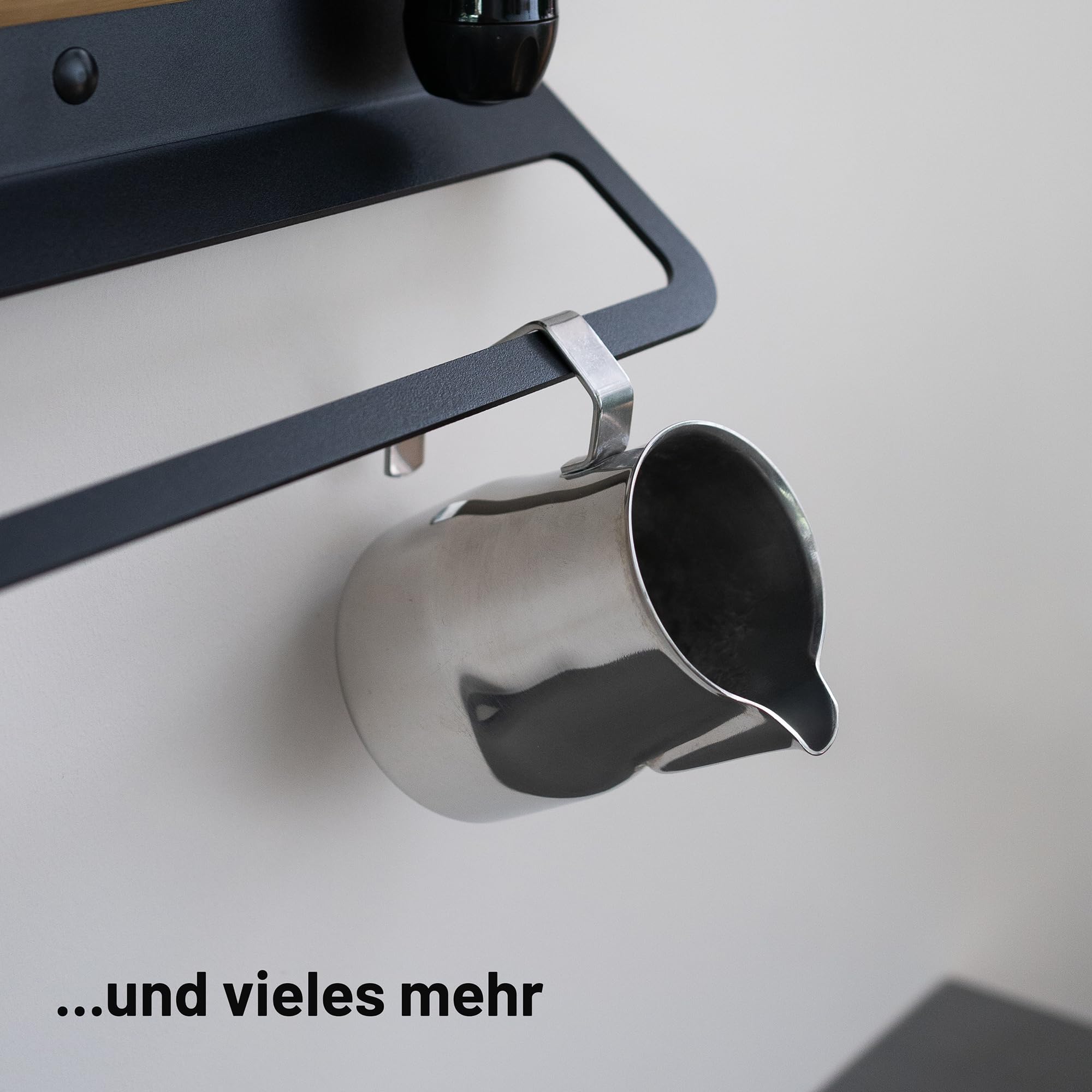 FLATE Barista Regal für Siebträger, Tamper und Barista Zubehör in schwarz (Wandhalterung für Kaffeezubehör)