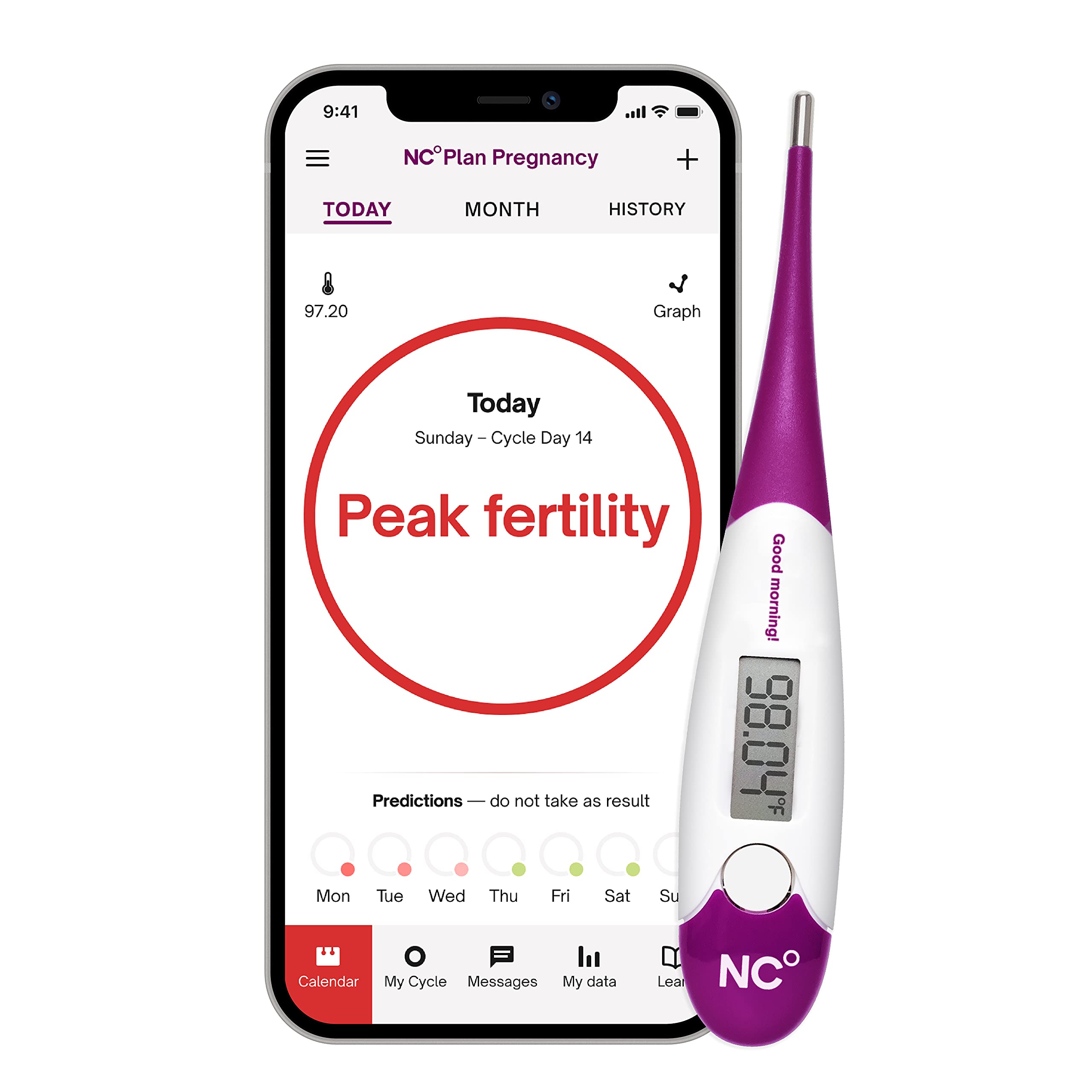 Natural Cycles Plan a Pregnancy Kit- 6 Month Subscription with Basal Thermometer - Ovulation + Pregn