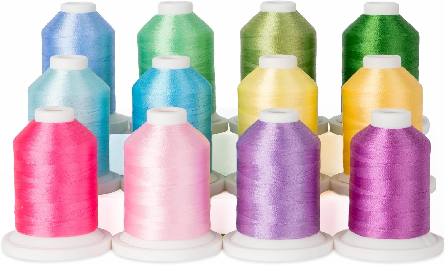YLI Elite Mini Cone Set - 40 wt Trilobal Polyester Thread for Embroidery & Quilting - 12 Mini Cones with Case, Topstitch Needles and Thread Nets - Spring