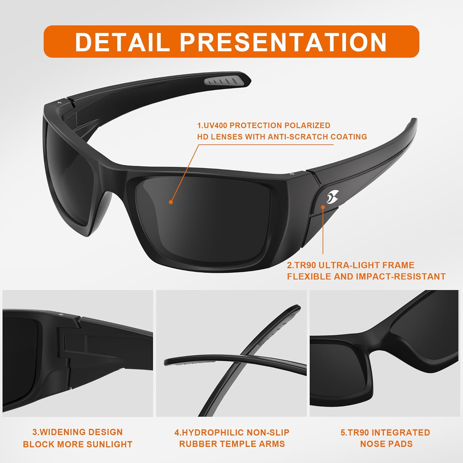 suoso Sports Polarized Sunglasses for Men: Women UV400 Protection Wrap Around Sun Glasses for Fishing Driving Cycling TR90