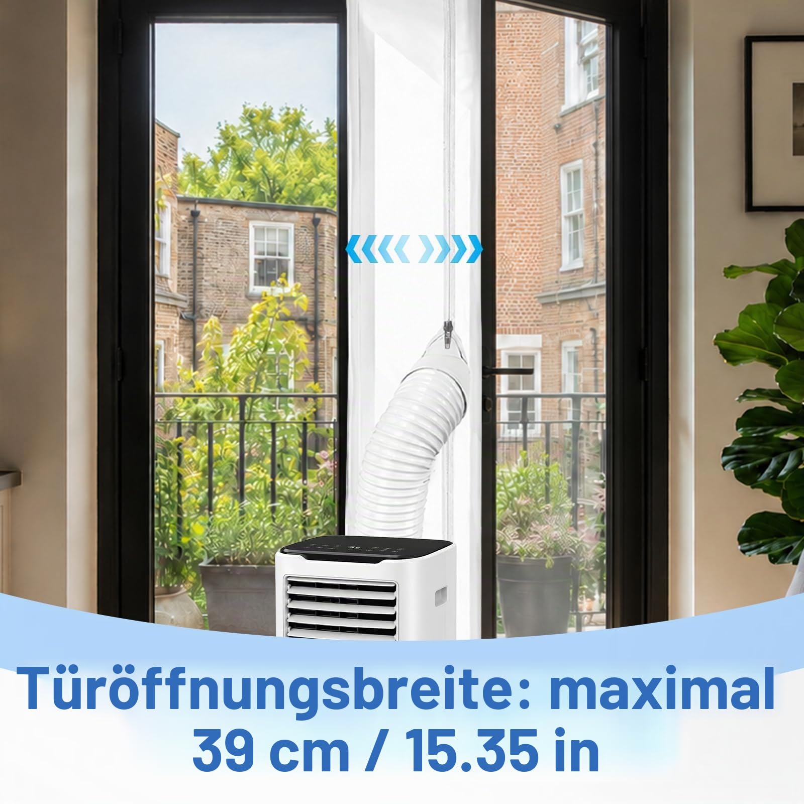Fensterabdichtung Klimaanlage 600cm, Türabdichtung für mobile Klimageräte an Balkontür & großen Fenstern, Hot Air Stop Mini Klimaanlage Fensterabdichtung Ohne Bohren, Weiß