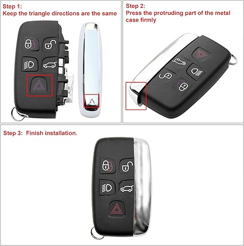 Miniatura 8 de uxcell Funda de repuesto para llave de coche KOBJTF10A para Range Rover Discovery 4 negro 5 botones