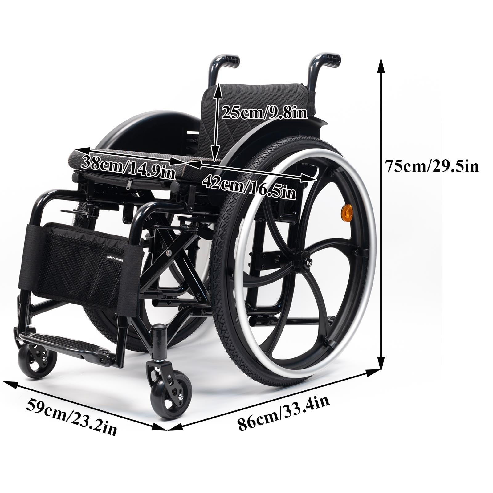 Fauteuil roulant for adulte,pliable portable,rangement,personnes âgées