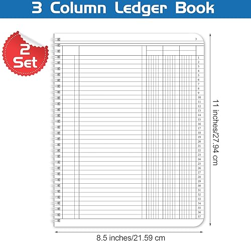 Miniatura 4 de Sayglossy Juego de 2 libros de contabilidad de 8.5 x 11 pulgadas, libro de contabilidad con columnas para negocios, Wire-O, 100 hojasjuego (3